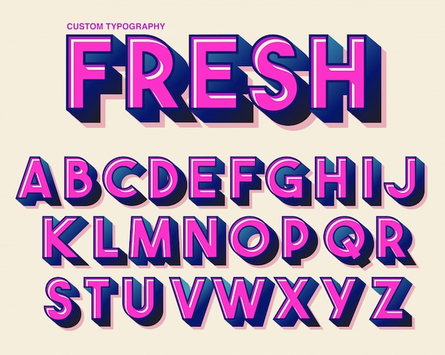 Conception de typographie rose coloré gras Vecteur Premium