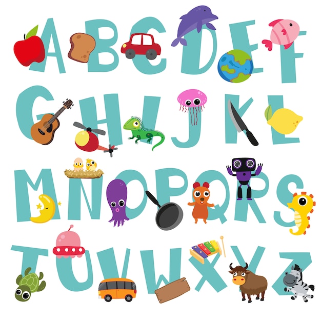 Conception De Vecteur Alphabet Pour Enfant | Vecteur Premium