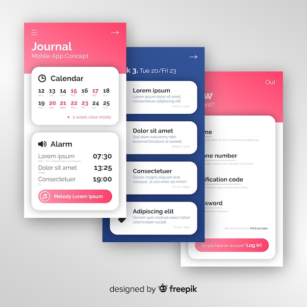 Concepts pour application mobile Vecteur gratuit