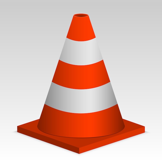 Cône de signalisation 3d rouge. signe de vecteur Vecteur Premium