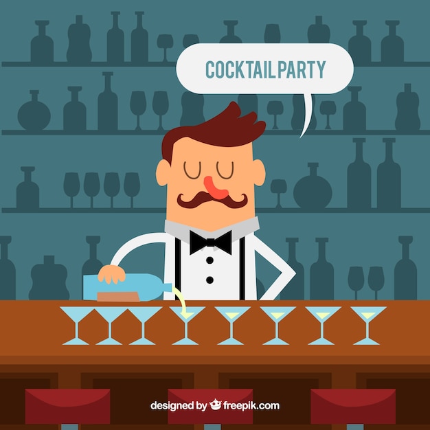 Contexte du barman servant des cocktails Vecteur gratuit