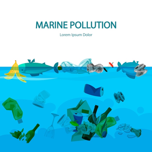 Contexte De La Pollution Marine Avec De L Eau Et Des Ordures Vecteur