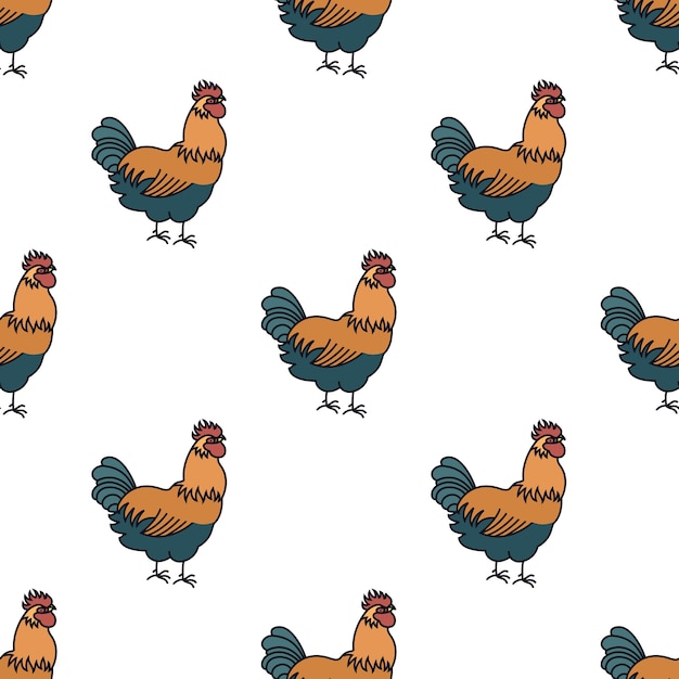 Coq de modèle sans couture de l'agriculture Vecteur gratuit
