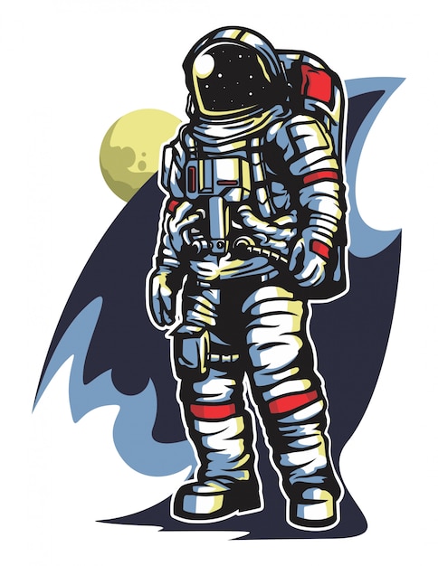 Cosmonaut dans le vecteur de l'espace Vecteur Premium