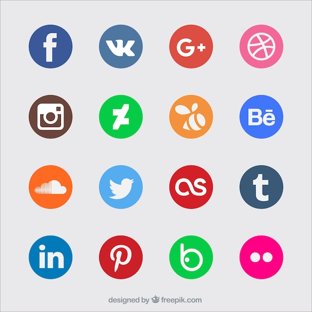 Couleur des icônes de médias sociaux Vecteur gratuit
