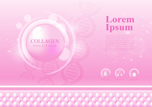 Couleur rose abstraite pour la solution de cosmétiques de collagène de soins de la peau design élégant Vecteur Premium