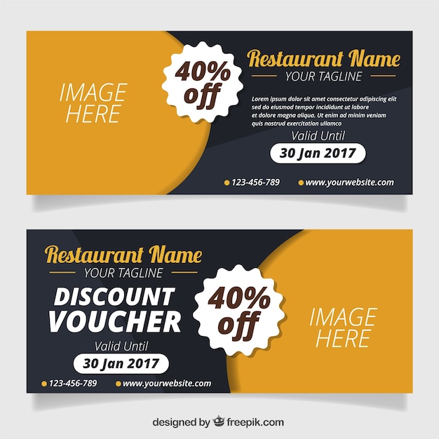 Coupons De Réduction Des Restaurants Vecteur Premium