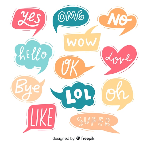 Courts messages sur des bulles de discussion colorées Vecteur gratuit
