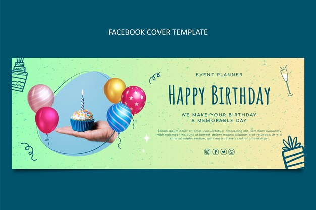 Couverture Facebook D Anniversaire De Texture Degradee Vecteur Gratuite