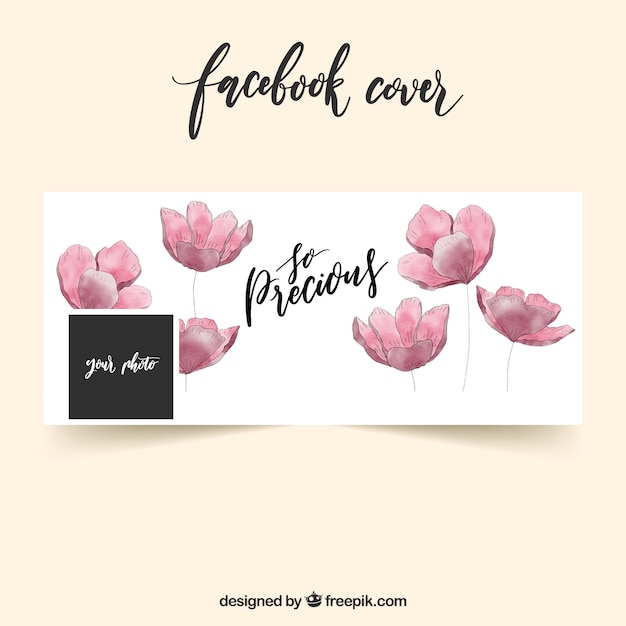 Couverture De Facebook Avec Des Fleurs Daquarelle