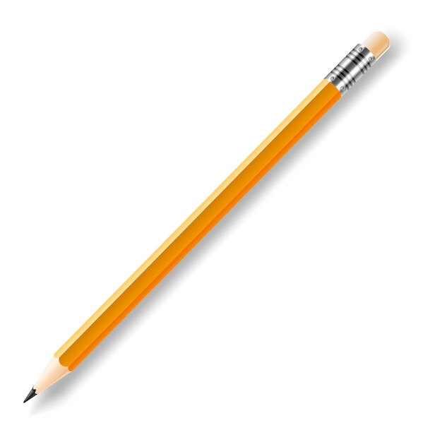 Crayon à mine vector avec gomme jaune isolée on white Vecteur Premium