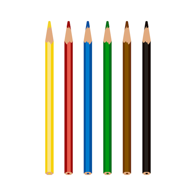 Crayons de couleur colorées isolés sur fond blanc Vecteur gratuit