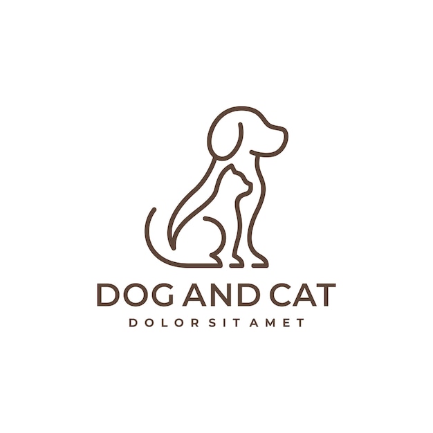 Creation De Logo De Ligne Pour Animaux De Compagnie Chien Et Chat Vecteur Premium