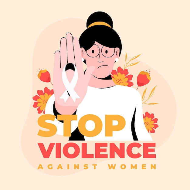 Creative Stop Violence Contre Femme Texte Et Femme Illustré | Vecteur ...