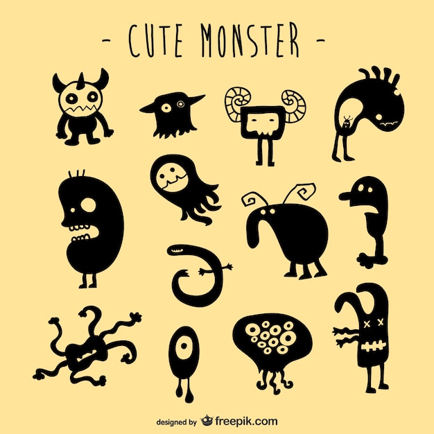 Créatures monstrueuses vecteur ensemble Vecteur gratuit