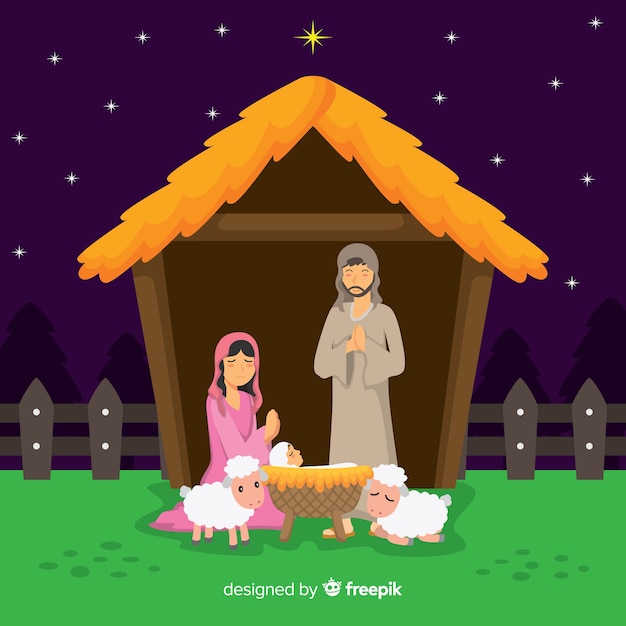 Crèche De Noël Vecteur Gratuite