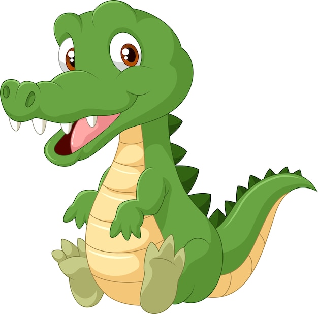 Crocodile De Dessin Anime Mignon Vecteur Premium