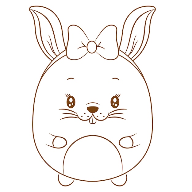 Croquis De Dessin Mignon Bebe Lapin A Colorier Vecteur Premium