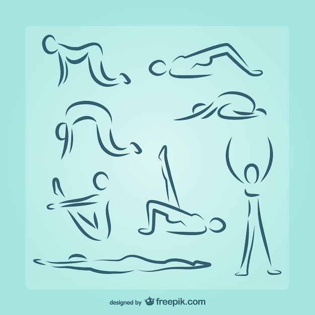 Croquis De Formation De Pilates Vecteur Gratuite