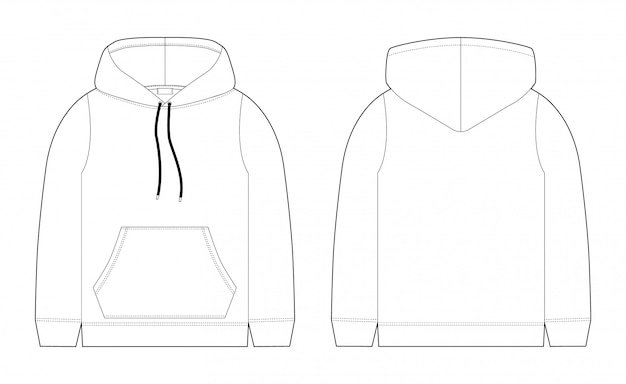 Croquis Technique De Mode Pour Les Hommes  Capuche Vue 