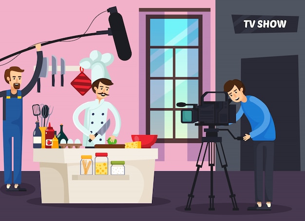 Cuisine série télévisée composition orthogonale Vecteur gratuit