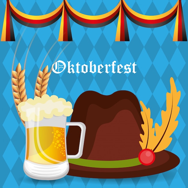Cultures allemandes et conception de festivals oktober. Vecteur Premium