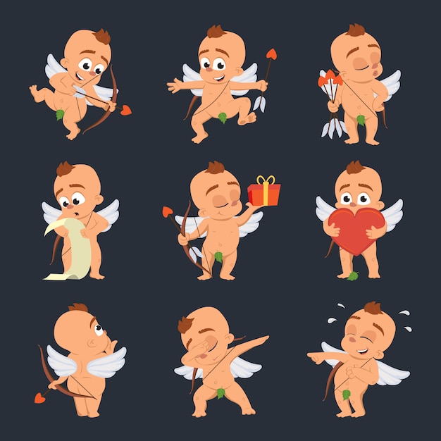 Cupidon Ange Amour Jeu De Caracteres Pour La Saint Valentin Ou Un Mariage Datant Dans Differentes