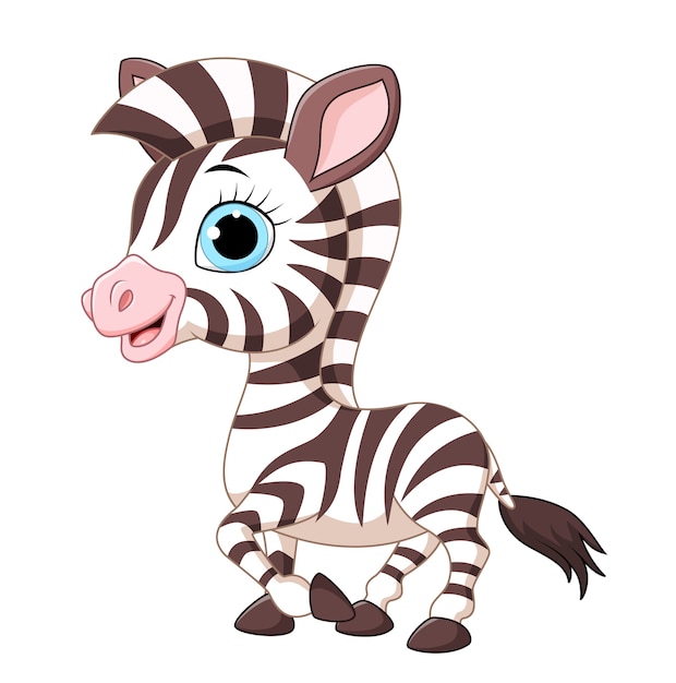 Cute Bebe Zebre Posant Vecteur Premium