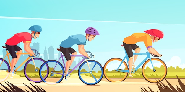 Cycle Course Compétitive Cartoon | Vecteur Gratuite