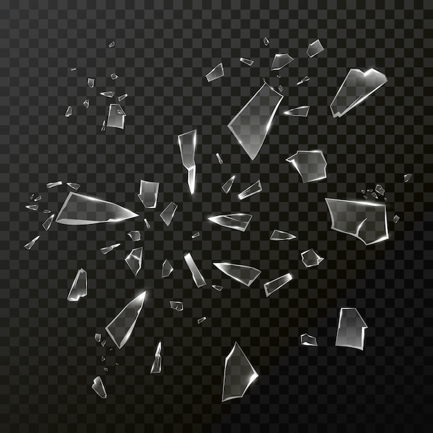 Débris De Verre Brisé Brisé. Illustration Transparente | Vecteur Premium