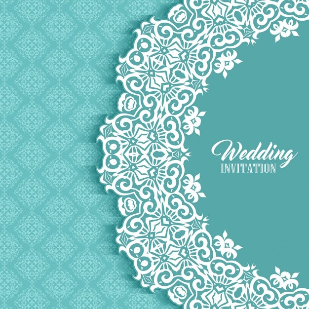 Décoratif mariage invitation fond avec la conception de style de damassé Vecteur gratuit