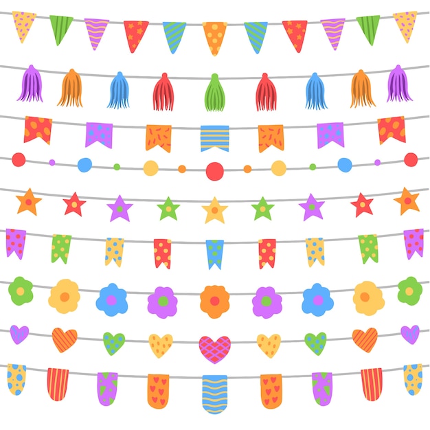 Vecteur Gratuite Decoration De Maison Joyeux Anniversaire Avec Des Guirlandes