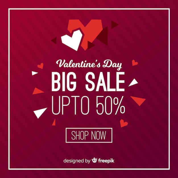 Découpe coeur saint valentin vente backgrond Vecteur gratuit