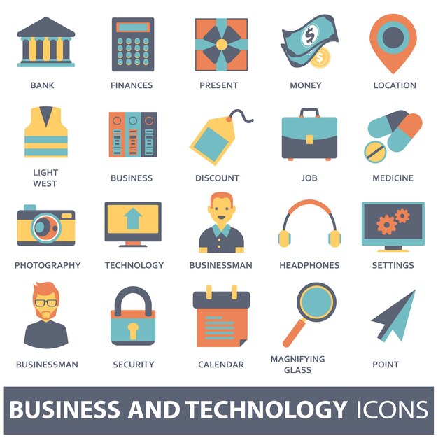 Définir des icônes vectorielles pour les concepts mobiles et les applications web Vecteur Premium