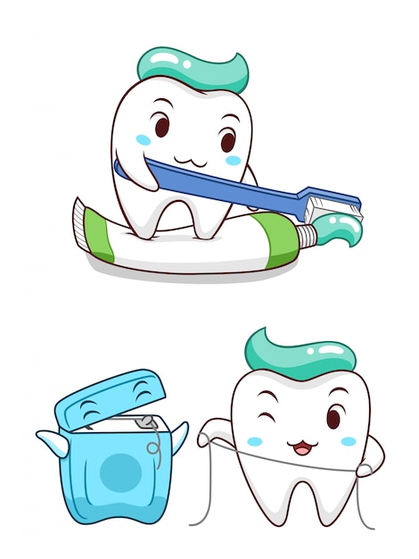  Dent  De Dessin  Anim  Mignon Serrant Le Dentifrice Et Se 