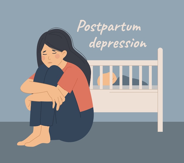 Dépression Postnatale Postpartum Ppd Vecteur Premium