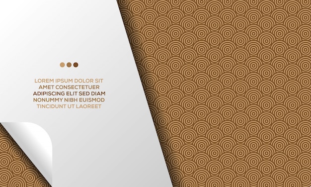 Design abstrait moderne d'arrière-plan de motif de conception géométrique de cercles bruns de luxe avec le modèle de texte Vecteur Premium
