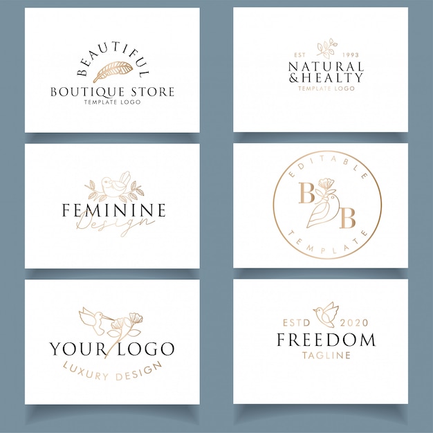 Design De Carte De Visite De Luxe Moderne Avec Logo Editable Oiseau Feminin Vecteur Premium