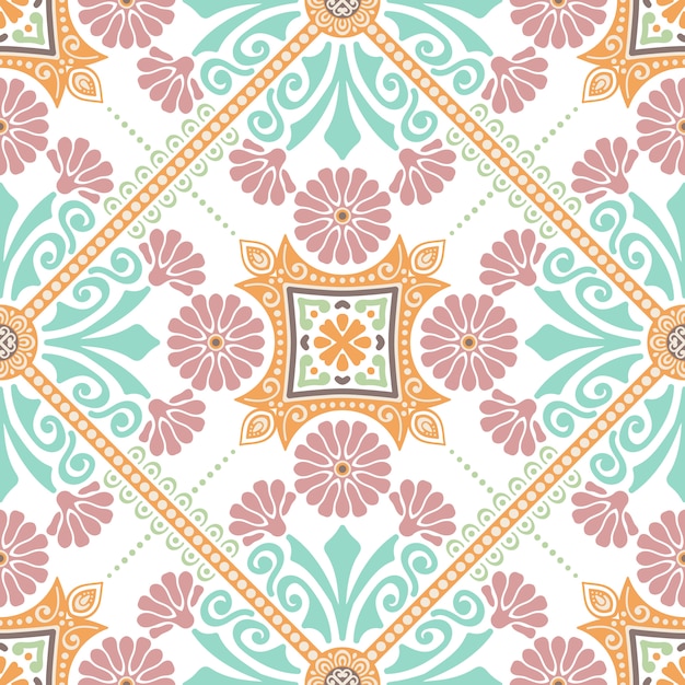 Design de motifs de carreaux décoratifs. illustration vectorielle Vecteur gratuit