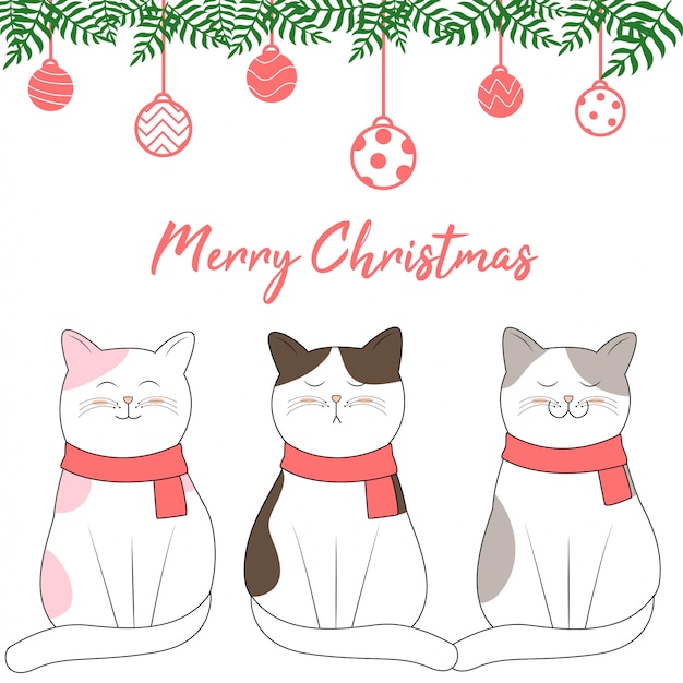 Dessin Chat Noel En Couleur Get Images