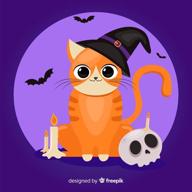 Design Plat De Chat Orange Halloween Vecteur Gratuite