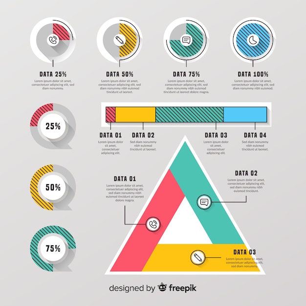 Design plat de la collection d'éléments infographiques Vecteur gratuit