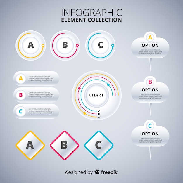 Design plat de la collection d'éléments infographiques Vecteur gratuit