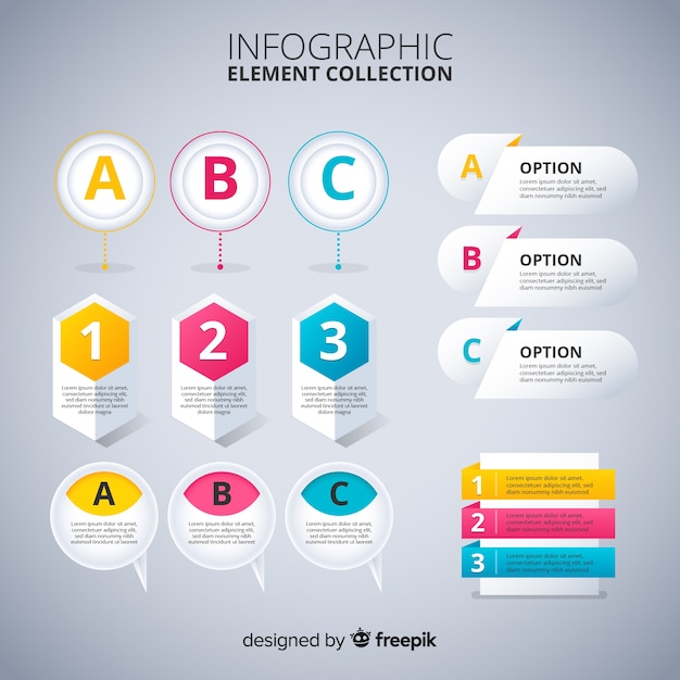 Design plat de la collection d'éléments infographiques Vecteur gratuit