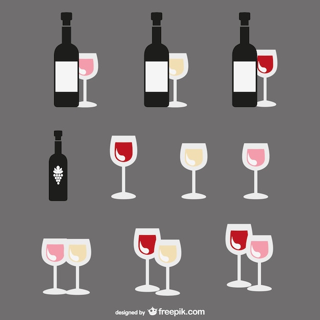 design plat de bouteilles de vin et des verres