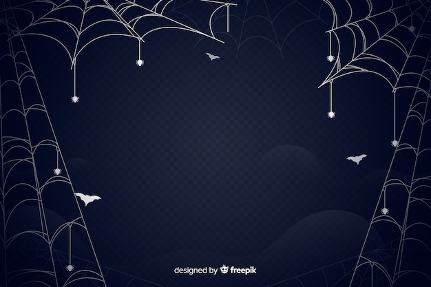 Design plat de fond de toile d'araignée halloween Vecteur gratuit