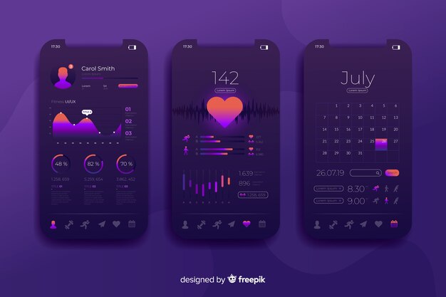 Design plat infographie application mobile de remise en forme Vecteur gratuit