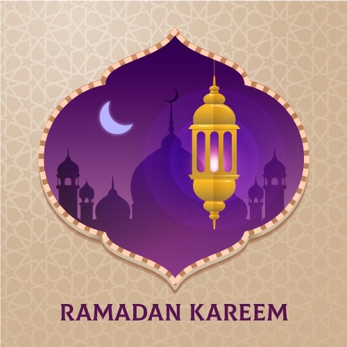 Design Plat Joyeux Ramadan Kareem Lune Et Bougie Vecteur Gratuite