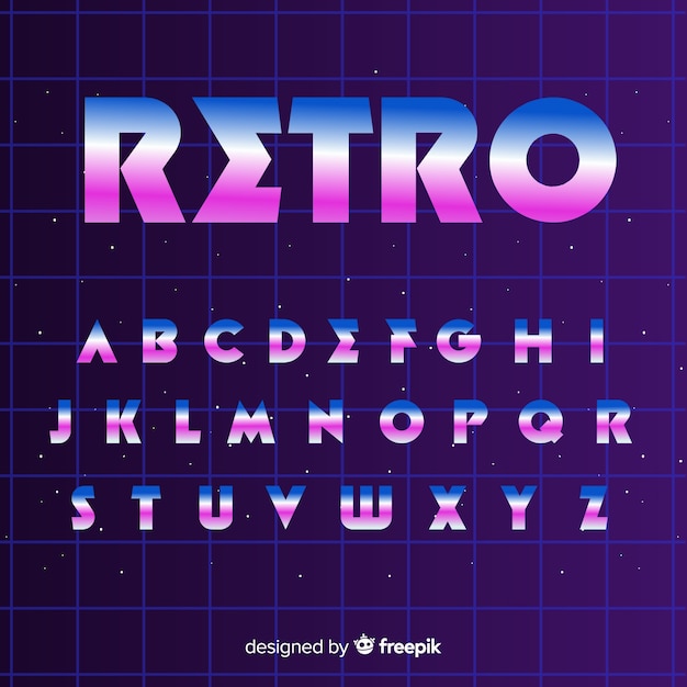 Design plat modèle alphabet rétro Vecteur gratuit