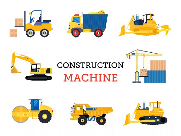 Design plat de transport construction machine isolé Vecteur Premium